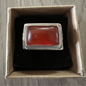 Red Carnelian Sterling Silver Men’s Signet Ring